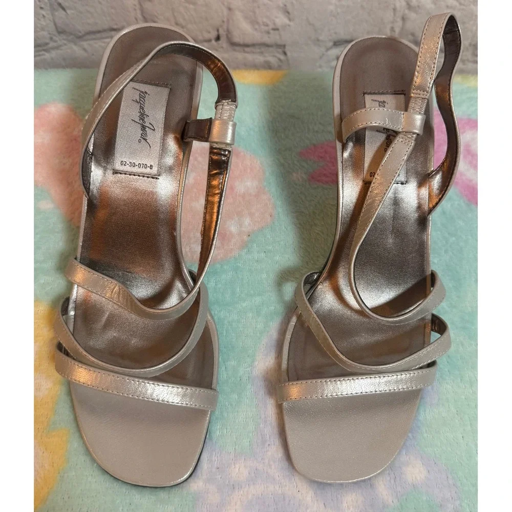 Jacqueline Ferrar Womens Silver Metallic Strappy Stiletto Heel‎ Sandals 7M 4655